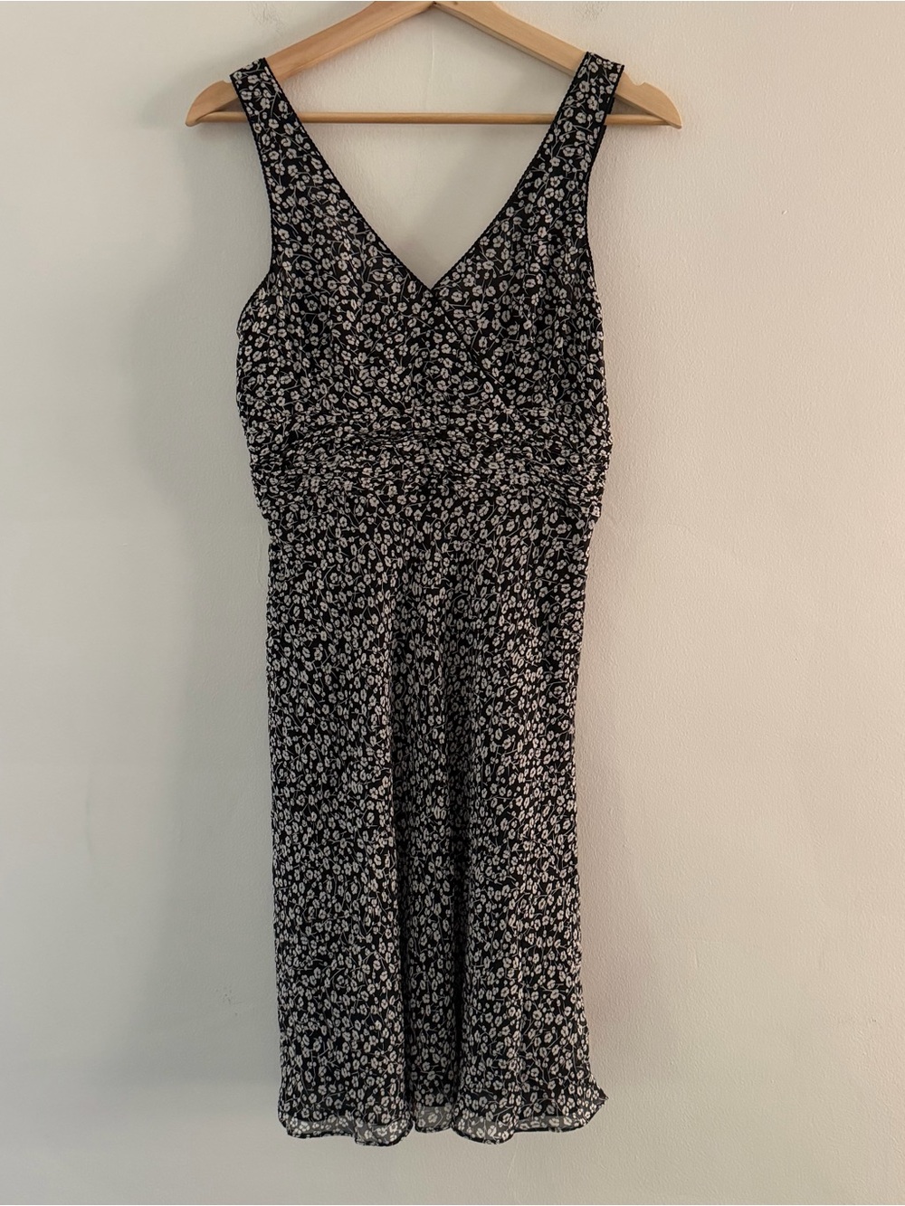 Ann Taylor Vintage Silk Dress Floral Black Babydoll Size 4 Petite 90s Y2K